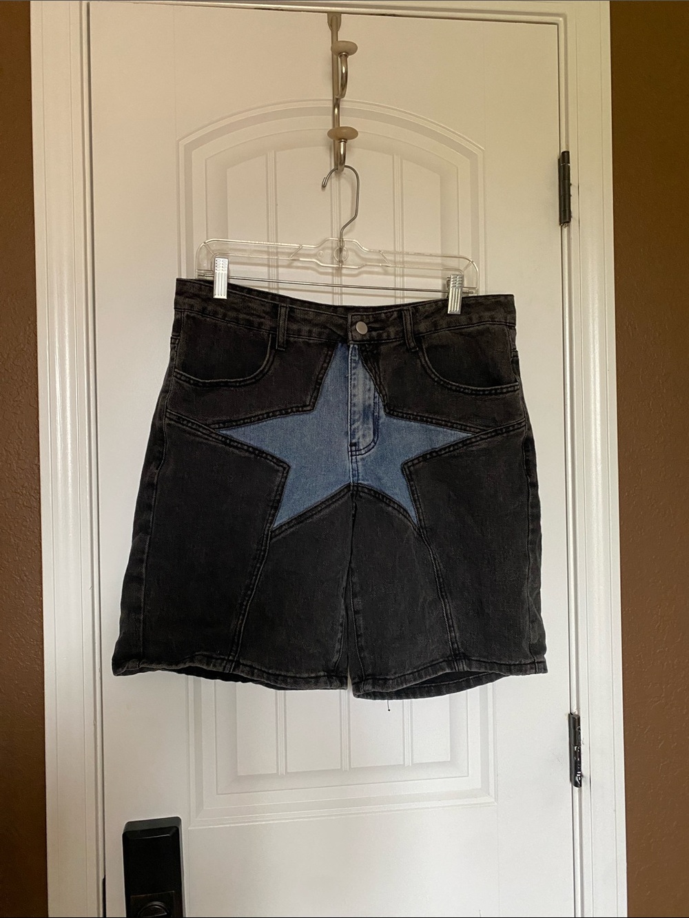 Blue Star & Black Denim Shorts🌟🖤